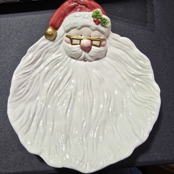 Vintage 1995 Omnibus by Fitz And Floyd Santa Christmas Cookie/Appetizer Plate - Picture 1 of 8